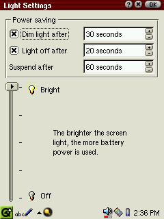 00.Cover.book Page 108 Monday, January 21, 2002 5:47 PM 108 Settings Managing power (Light & Power) Light & Power setting allows you to manage the frontlight and auto-power off feature. 1. In the Settings folder of the Home screen, tap the Light & Power application icon.