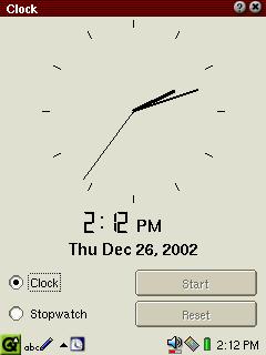 00.Cover.book Page 79 Monday, January 21, 2002 5:47 PM Extras 79 Clock The Clock application shows the current time and date and can be used as a stopwatch. 1.