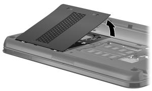 3. Lift the rear edge of the hard drive cover, and then swing it up and forward. 4. Remove the hard drive cover.