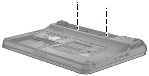 3. Remove the two Phillips PM2.0 4.0 screws in the battery bay that secure the top cover to the computer. 4. Turn the computer right-side up, with the front toward you.