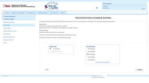 1. After clicking Next on the Change Rating SUTQ Rating Registration Process screen, you will be directed to the Register for a Change Rating Screen. 2.