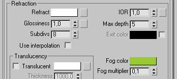 23. IOR=1.0 mixed with fog Adjust refraction settings to the ones on the right.