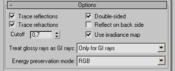 8. Options rollout First set anisotropy to 0.0 again, and also refl glossiness to 1.0. 9. Maps rollout The maps rollout sums up all different texture maps.