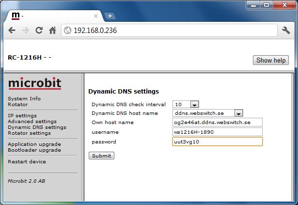 After the hs restrted go bck to the Dynmic DNS settings pge. You will now see tht the settings Own hostnme, Usernme nd Pssword re utomticlly generted.
