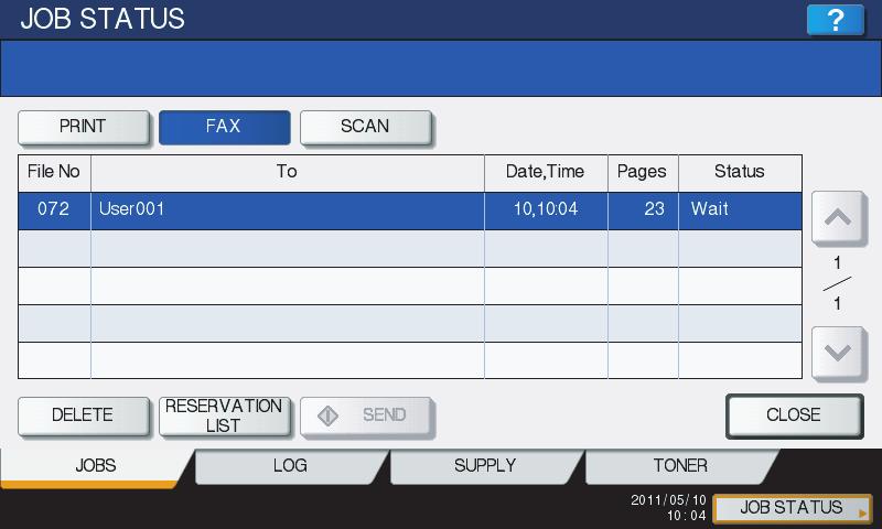 6 INTERNET FAX Viewing the Internet Fax Job Status and Log You can view the status of the Internet Fax transmissions from the touch panel.