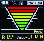 Display and Operation Button Battery Level Buzzer, Mute Indication Multi color LED bar Indicator (Indicates the amount of the leakage) Gas Type Indication (Currently selected) Vibration Indication