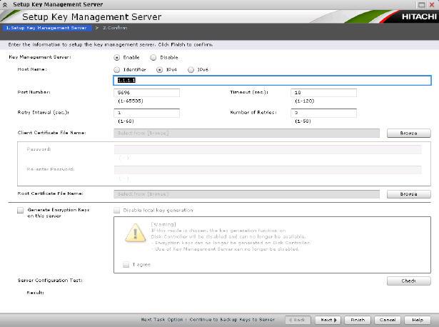 Setup Key Management Server wizard Use the Setup Key Management Server wizard to set up the key management server.