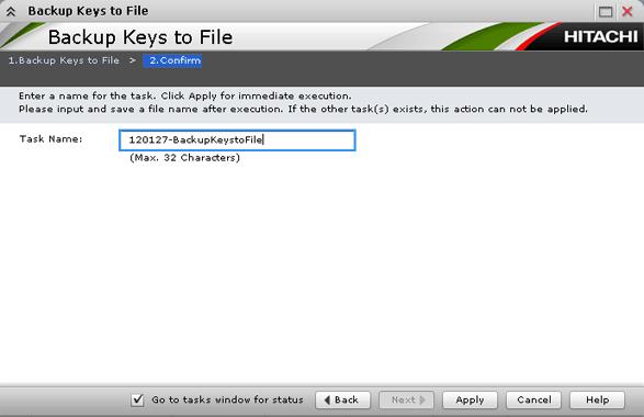 Backup Keys to Server wizard Use the Backup Keys to Server wizard to back up data encryption keys on the key management server.