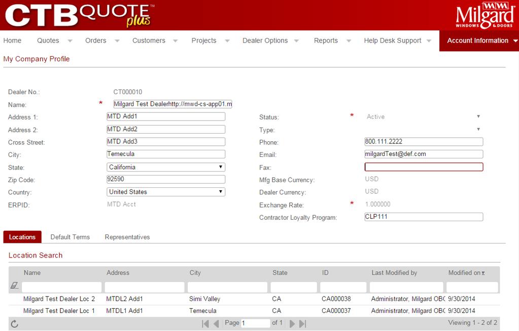 Locate Account Information along the Navigation Ribbon and select My Company Profile from the