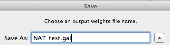3.2. CONTIGUITY WEIGHTS IN GEODA 49 Figure 3.4: Spatial weights save file dialog Figure 3.