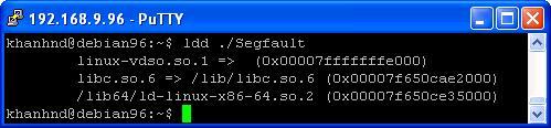 Tips to get Segfault information (7 of 7) Use ldd to view the shared library dependencies Show shared library name, starting