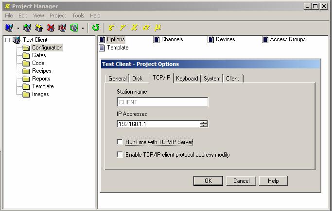 Client project Between Configuration folder elements select Options.