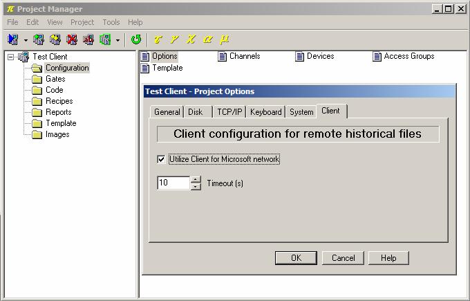 4. Creating variables database It is possible to configure Client application to read historical files (variables database and Alarm/Events database) from local archive or from Sever application
