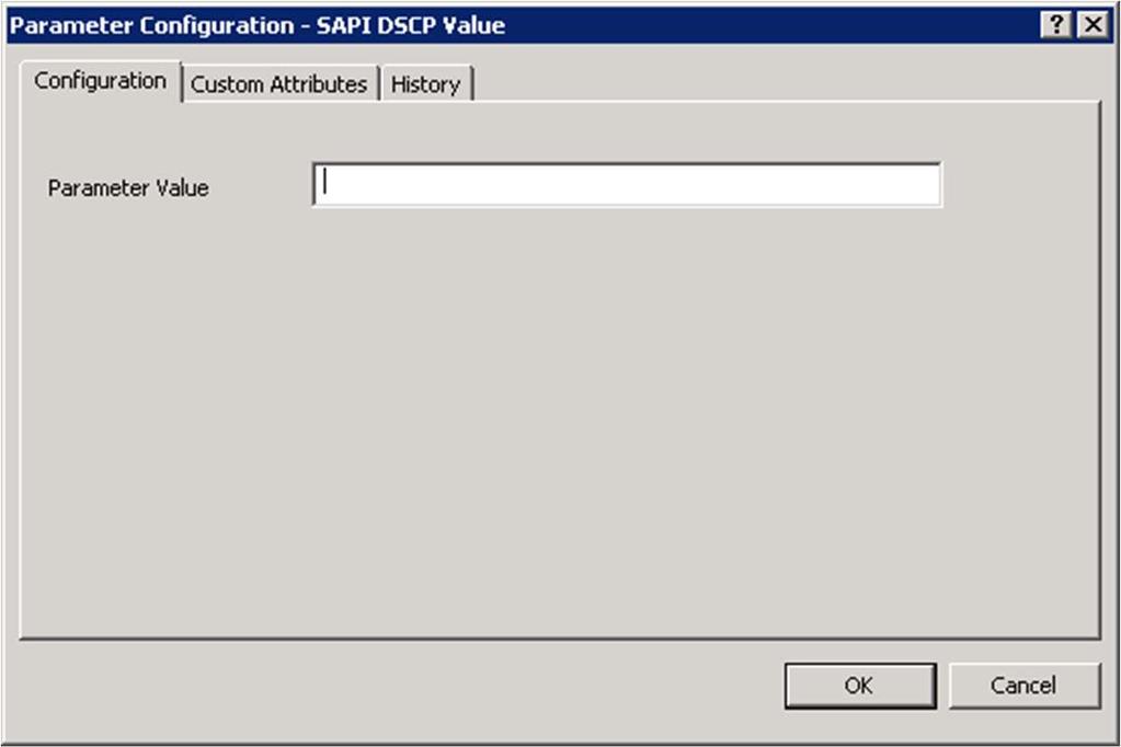 5. In the Parameter Value box, enter 0x0 and select the OK button. The 0x0 value represents the Differentiated Services Code Point (DSCP) value that is inserted in RTP packets of VoIP interactions.