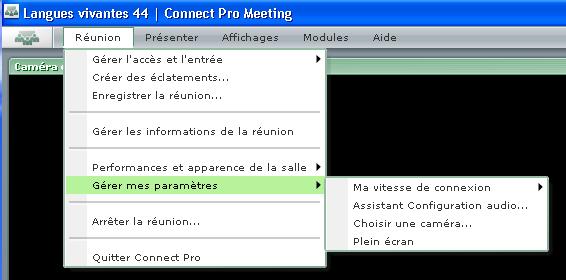 Use Adobe Acrobat Connect Pro Meeting 1 - Use of the pod «caméra et voix» CAMERA