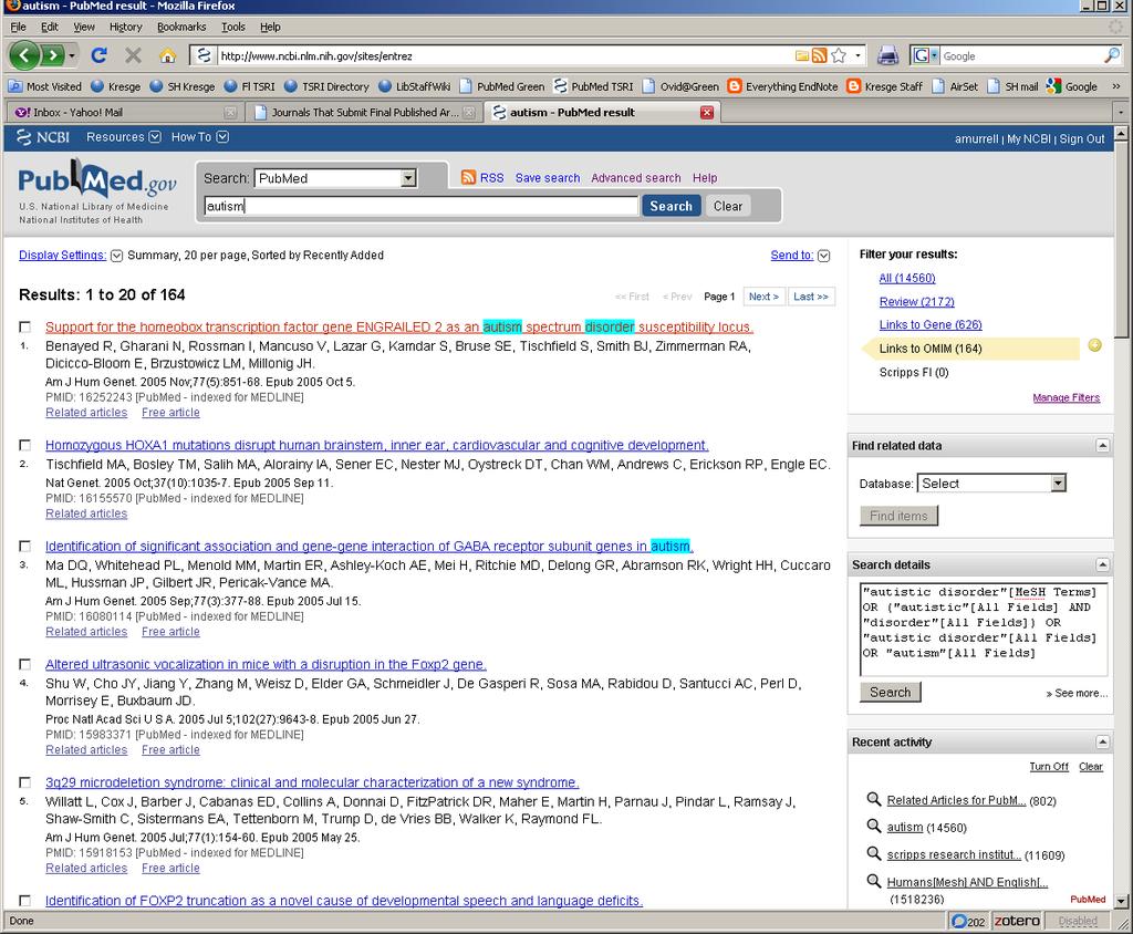 sites, outside databases): o Have their collections linked in PubMed (publisher links, PubMed Central links, UCSD Library) but access to the full text may be restricted.