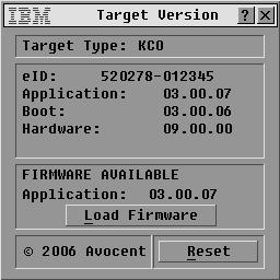18: Target Version window NOTE: The Load Firmware button only opens if a server connected with a CO is selected.