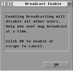 50 IBM Rack Console Switch Installation and User s Guide Figure 3.24: Broadcast enable window 7. Click OK to enable broadcasting. 8.