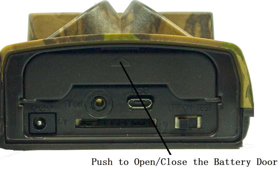 GETTING STARTED 2.1 Load Batteries on the Camera Follow below instruction to load batteries on camera (Part # Ltl- 5610A) Open the bottom cover. Push and release the battery door.