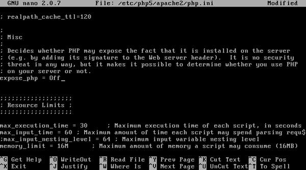 First, back up the original PHP configuration file: sudo cp /etc/php5/apache2/php.