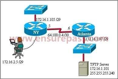 A. The NY router has an incorrect subnet mask. B. The TFTP server has an incorrect IP address. C. The TFTP server has an incorrect subnet mask. D.
