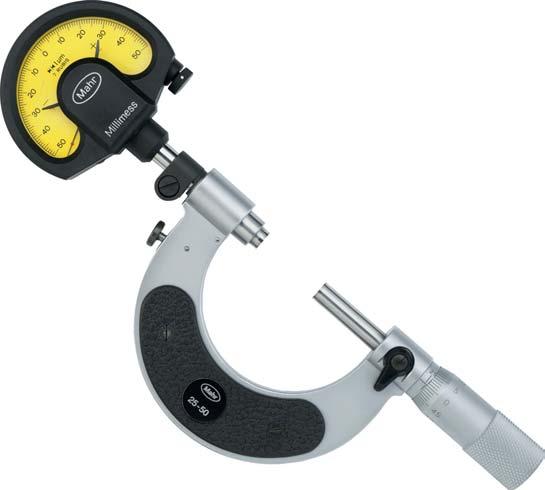 + 3-13 Micrometer with Dial Comparator 4 T Application For rapid measurements of diameters of cylindrical parts (shafts, bolts and shanks) Measurements of thickness and length Recommended for