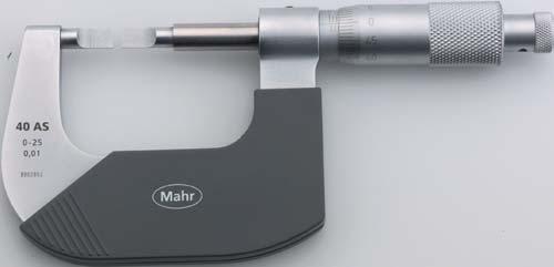 + 3-1 Micrometer 4 AB with reduced measuring faces For measuring recesses, grooves etc.