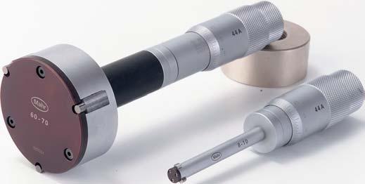 - 3-24 Self-Centering Inside Micrometer 44 A Application For measuring: through holes blind holes centering shoulders Scales with satin-chrome Spindle is hardened throughout and ground Rapid drive