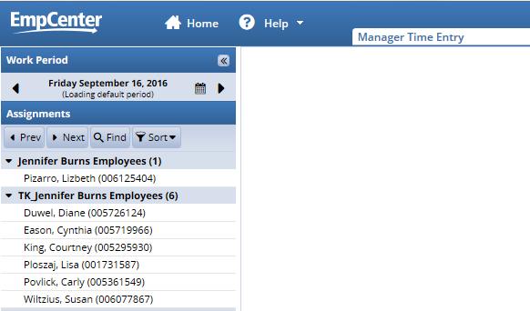 The manager/timekeeper Time Entry window appears. Editing Employee Time 2.