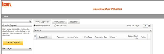 Creating a Deposit. Once you are logged in and using the Contemporary View, you will be directed to the landing page.