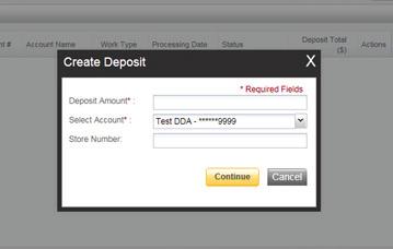 Enter the Deposit Amount. 4. In the Select Account drop down box, select the account number of the account you want to be credited. 5.