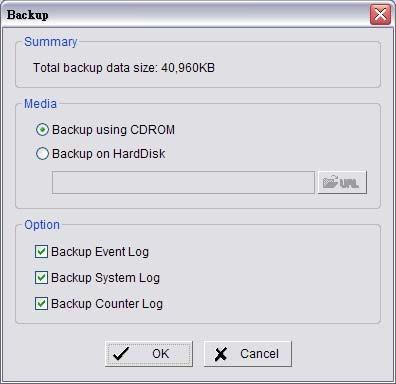 5. Configuration Step 7 Step 7: Click the Backup icon to see the size of the file.