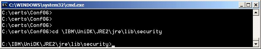 C:\IBM\UniDK\JRE2\jre\lib\security> keytool