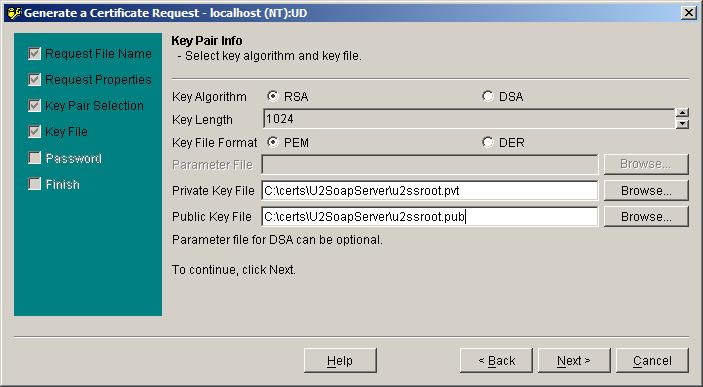 Key Pair Info Private Key File = C:\ certs\u2soapserver\u2ssroot.