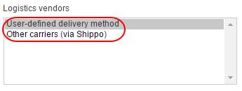 Step 3 A window will now open where you can specify the delivery method settings. Select one of the options under Logistics vendors.