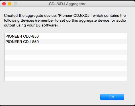 Depending on USB connection status, the aggregate device may not be created correctly or tracks may not be played properly from the created aggregate device.