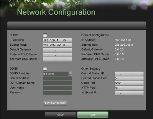 Configuring Network Settings Network settings must be configured before you re able to use your DVR over the network. To configure network settings: 1.