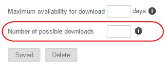 Step 9 If you want to limit the number of downloads per purchase, go to the Number of possible downloads option and enter how many downloads should be possible.