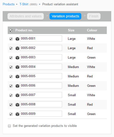 1 The option Set the generated variation products to visible will make all these variations visible on your shop when you generate them.