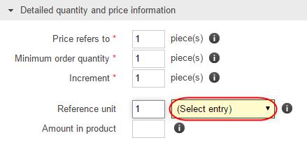 Step 4 Besides that field, select the unit, in our example "litre(s)". Step 5 In the Amount in product field, enter the quantity contained in the product.