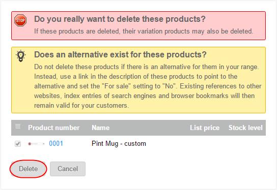 The product has now been permanently deleted.