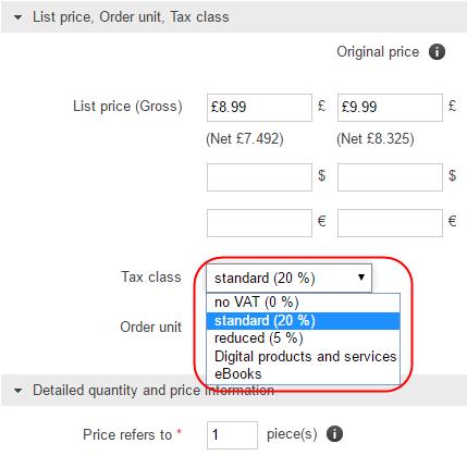 Setting VAT rates per product Some products may be exempt from VAT and others, such as digital products, may have a different rate.