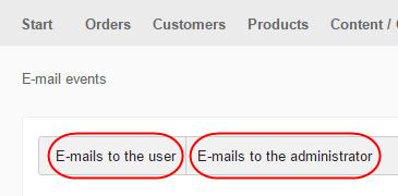 Step 2 Select whether you would like to edit the E-mails to the user (your website's visitors), or