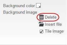 Step 3 Select the Delete icon under Background image. Step 4 Click the Save button to save your changes. The background image of your selected page area will now be removed.