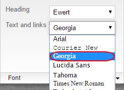 Step 4 From the dropdown menus you can select a font for Heading and Text and links.
