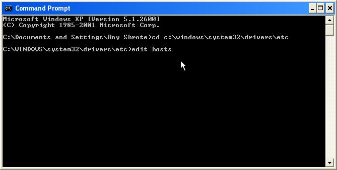 Create a hosts file (Note: This step is not required when installing Client Access on Window XP. Command Prompt Click on Start. Go to programs.