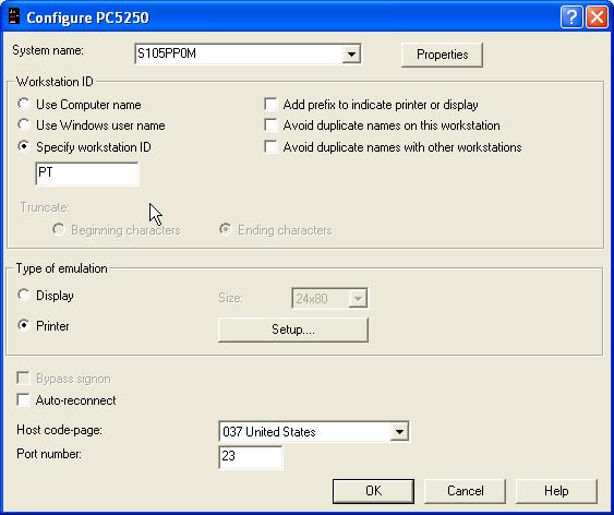 Printer Session Configure PC 5250 To configure a Client Access printer you will use the steps that you just used to configure the PC5250 display session.