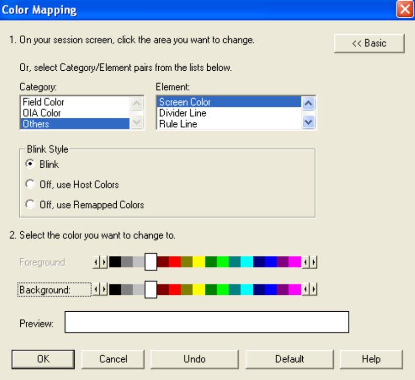 Set the screen color You may want to change the screen color if you are running more then one session on the same pc. It helps to identify the sessions.