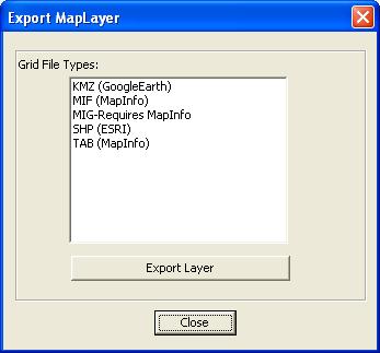 Figure 3 EDX SignalPro Export Map Layer Dialog Select the KMZ (Google Earth) option and click the Export Layer button.