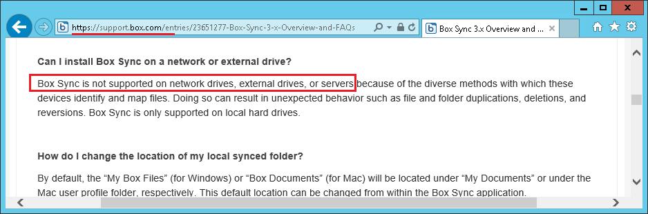 With DriveHQ FileManager, you can sync network folders or external drives. 3.8.8 Box Sync cannot sync open (locked) files. The screenshot below shows that Box does not support sync-ing open files.